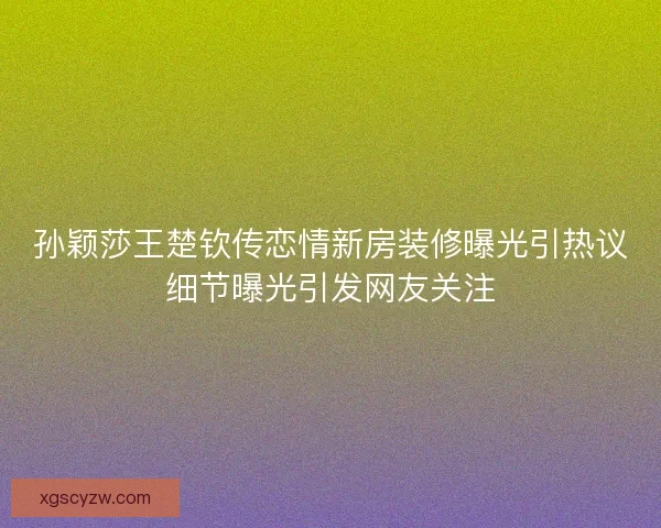 孙颖莎王楚钦传恋情新房装修曝光引热议细节曝光引发网友关注